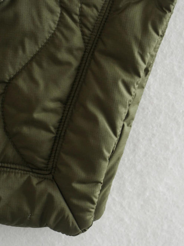 Women's new half-zip loose waterproof cape-style cotton half-sleeved diamond check pullover jacket