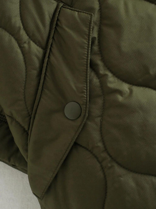 Women's new half-zip loose waterproof cape-style cotton half-sleeved diamond check pullover jacket